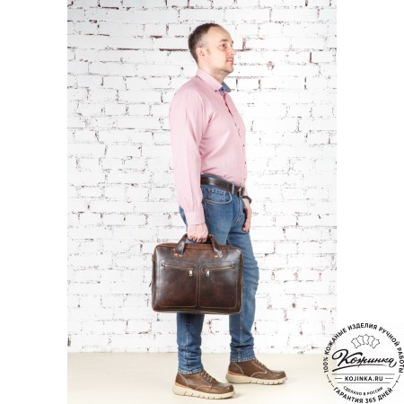 Кожаная мужская сумка-рюкзак "Генри" (коричневый эксклюзив)